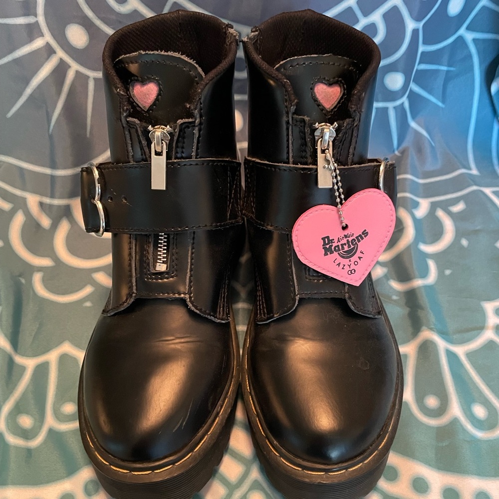 Size 8.5 women's Doc Marten X Lazy Oaf Heart boots